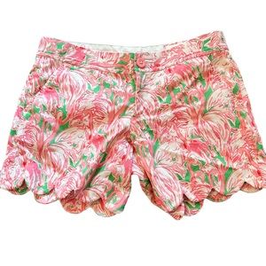 Lilly Pulitzer Pink Flamingo Scallop Shorts Size 00